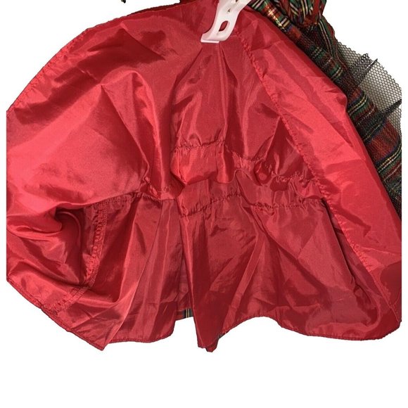 Brooke Lindsay Red Velour Top Plaid Christmas Dress Under Petticoat 4T - Picture 6 of 10